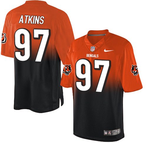 Nike Bengals #97 Geno Atkins Orange/Black Men's Stitched NFL Elite Fadeaway Fashion Jersey